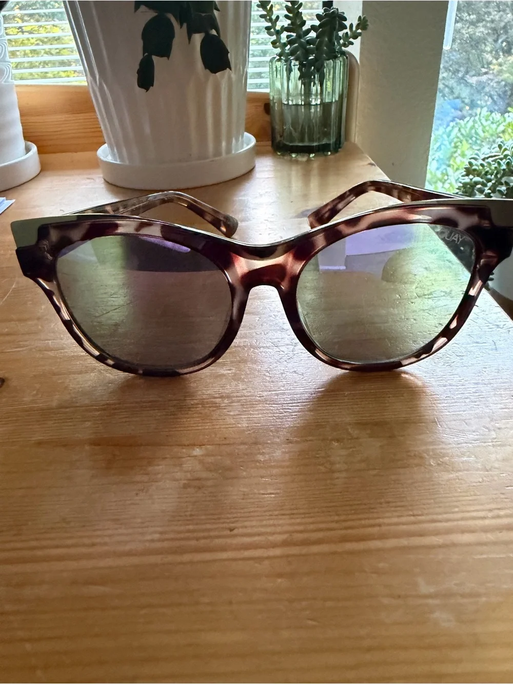 Quay Australia Tortoiseshell Sunglasses with Blue-Tinted Lenses